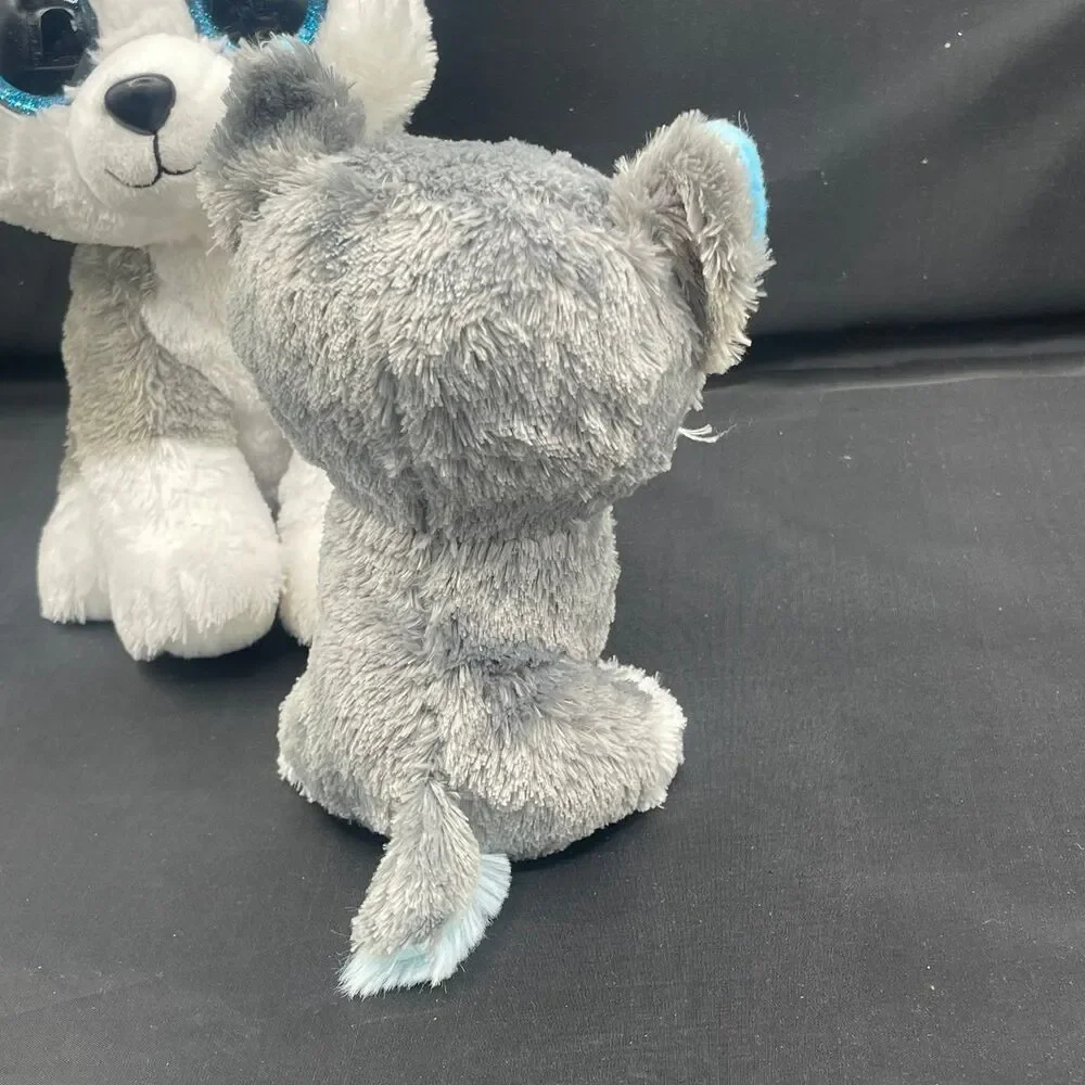 Ty Beanie Boos Slush the Husky Dog Plush Lot 2 Stuffed Animal Toys Blue Eyes